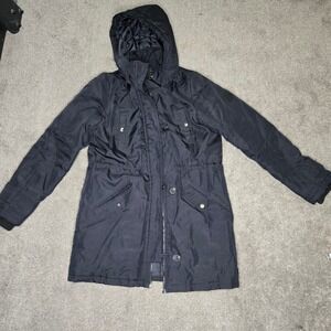 Vero Moda Black Hooded Anorak Jacket Lightweight Drawstring Waist‎ Womens